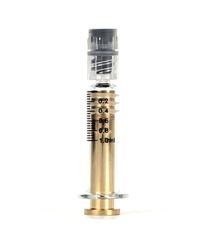 1mL Luer Lock Glass Syringe with Metal Golden Plunger