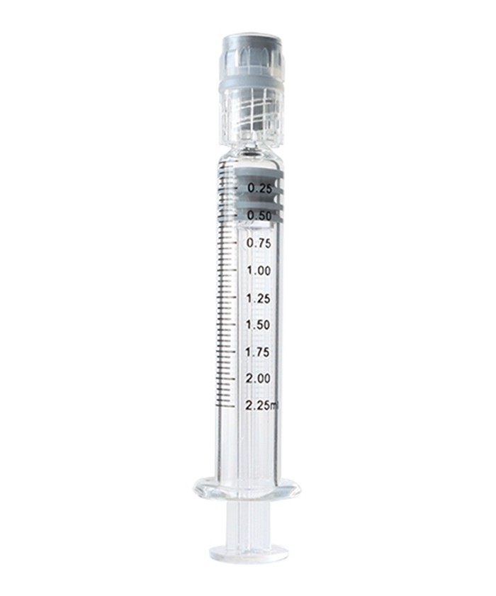 2.25ml Luer Lock Glass Syringe with Plastic Plunger