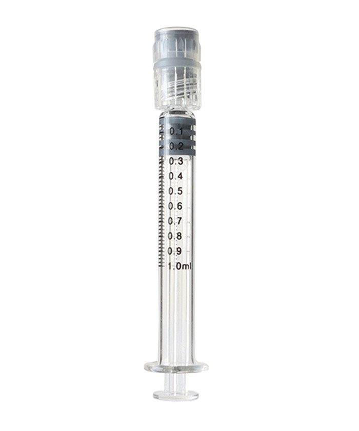1ml Slim Long Luer Lock Glass Syringe with Clear Plunger