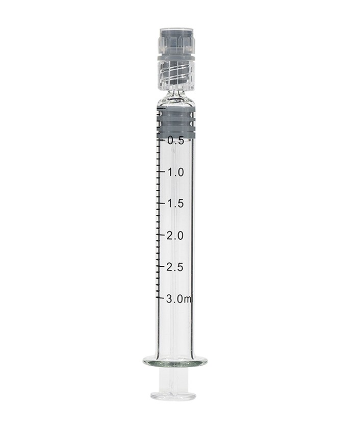 3mL Luer Lock Glass Syringe with Clear Plunger