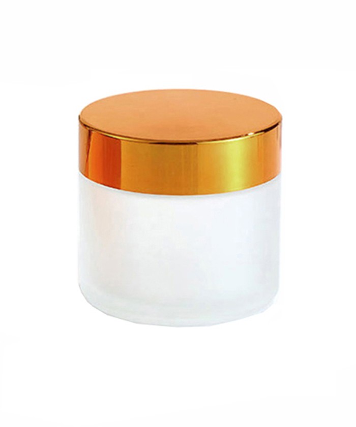 2oz Child Resistant Frosted Clear Glass Jar with Gold Lid